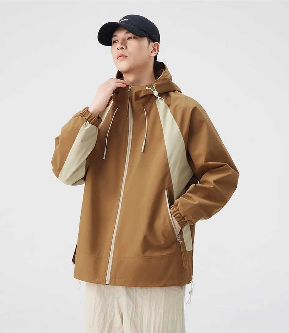 Color-blocked Patchwork Design Raincoat for Men