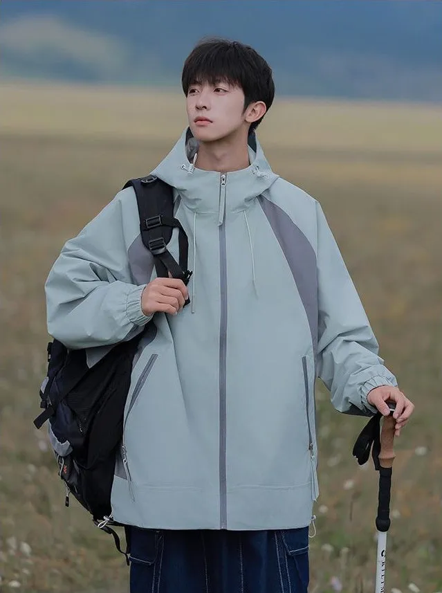 Color-blocked Patchwork Design Raincoat for Men