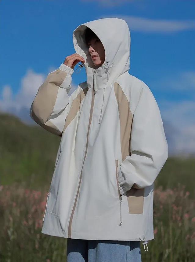Color-blocked Patchwork Design Raincoat for Men