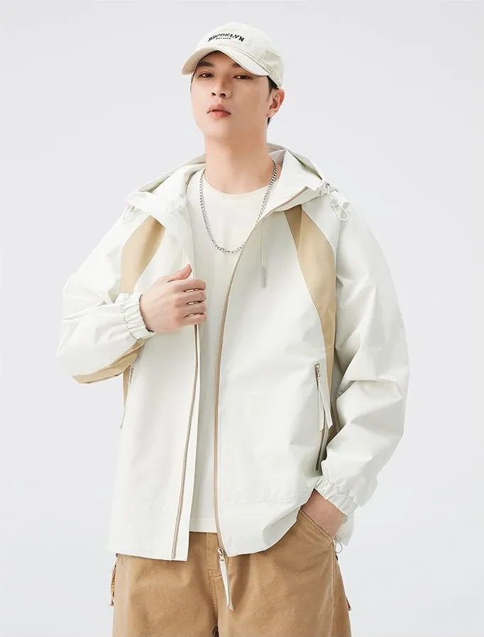Color-blocked Patchwork Design Raincoat for Men