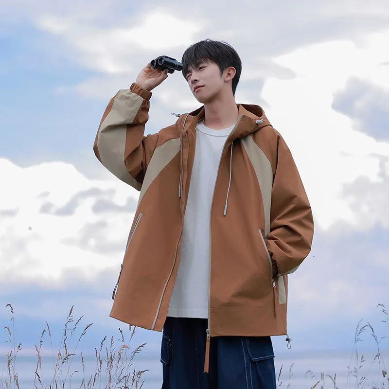 Color-blocked Patchwork Design Raincoat for Men