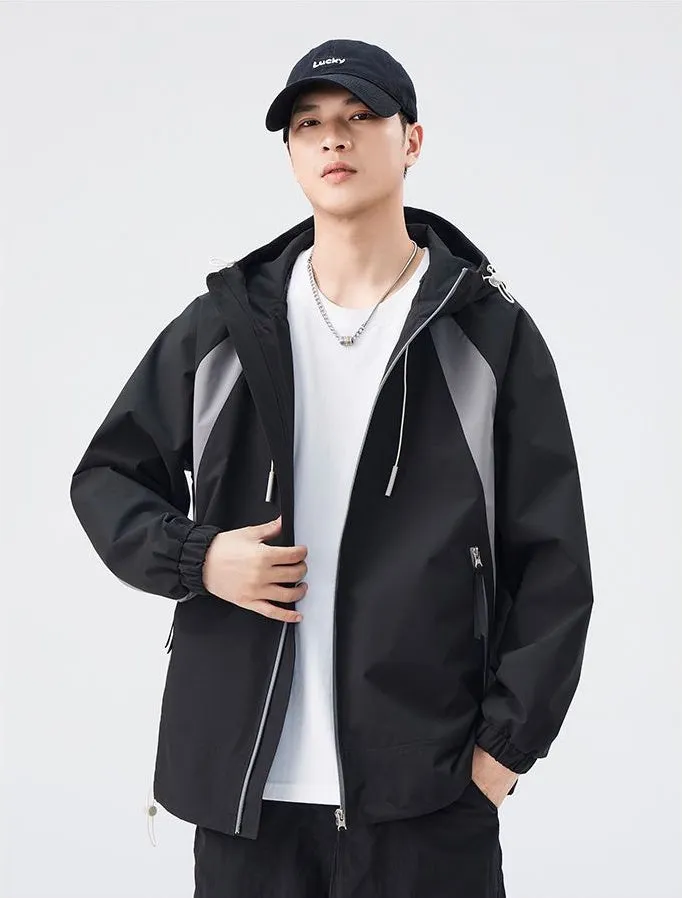 Color-blocked Patchwork Design Raincoat for Men