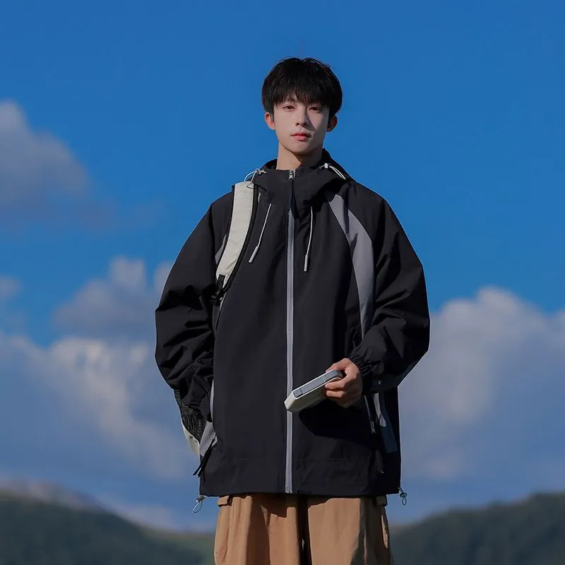 Color-blocked Patchwork Design Raincoat for Men