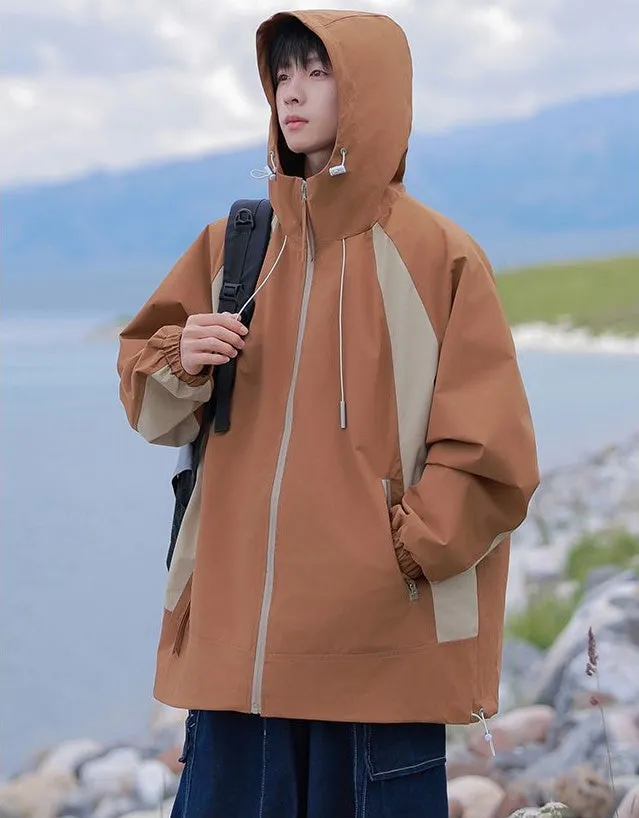 Color-blocked Patchwork Design Raincoat for Men