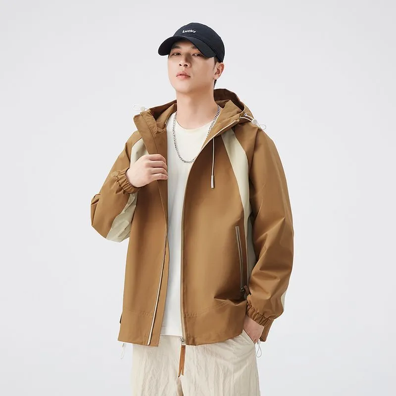 Color-blocked Patchwork Design Raincoat for Men