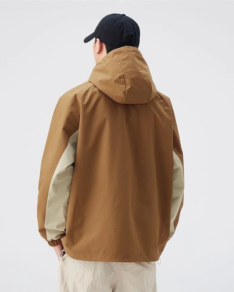 Color-blocked Patchwork Design Raincoat for Men