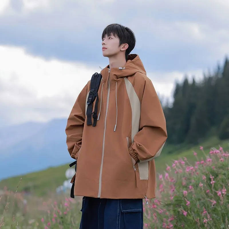 Color-blocked Patchwork Design Raincoat for Men