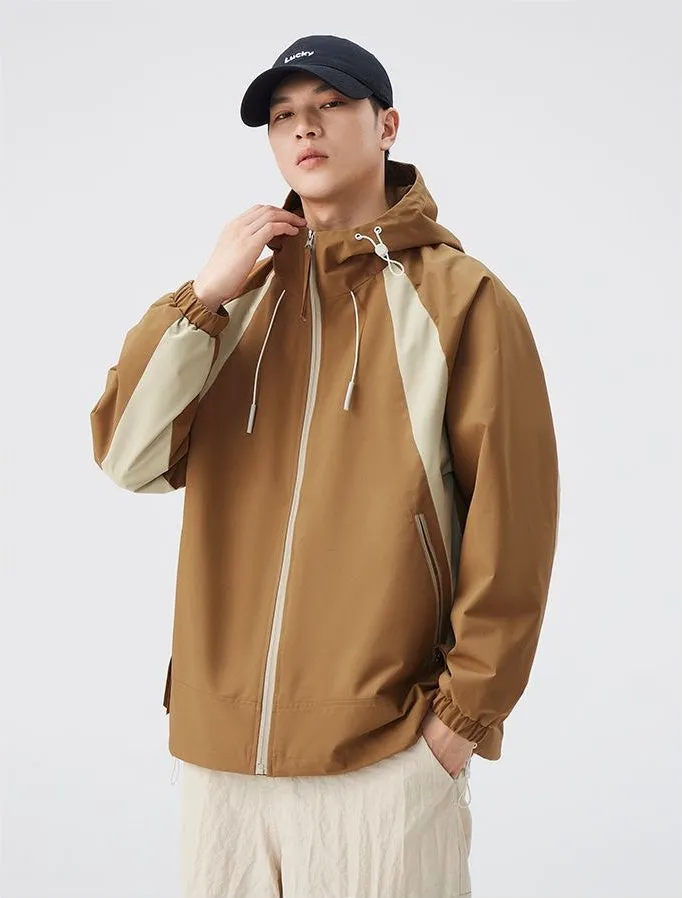 Color-blocked Patchwork Design Raincoat for Men
