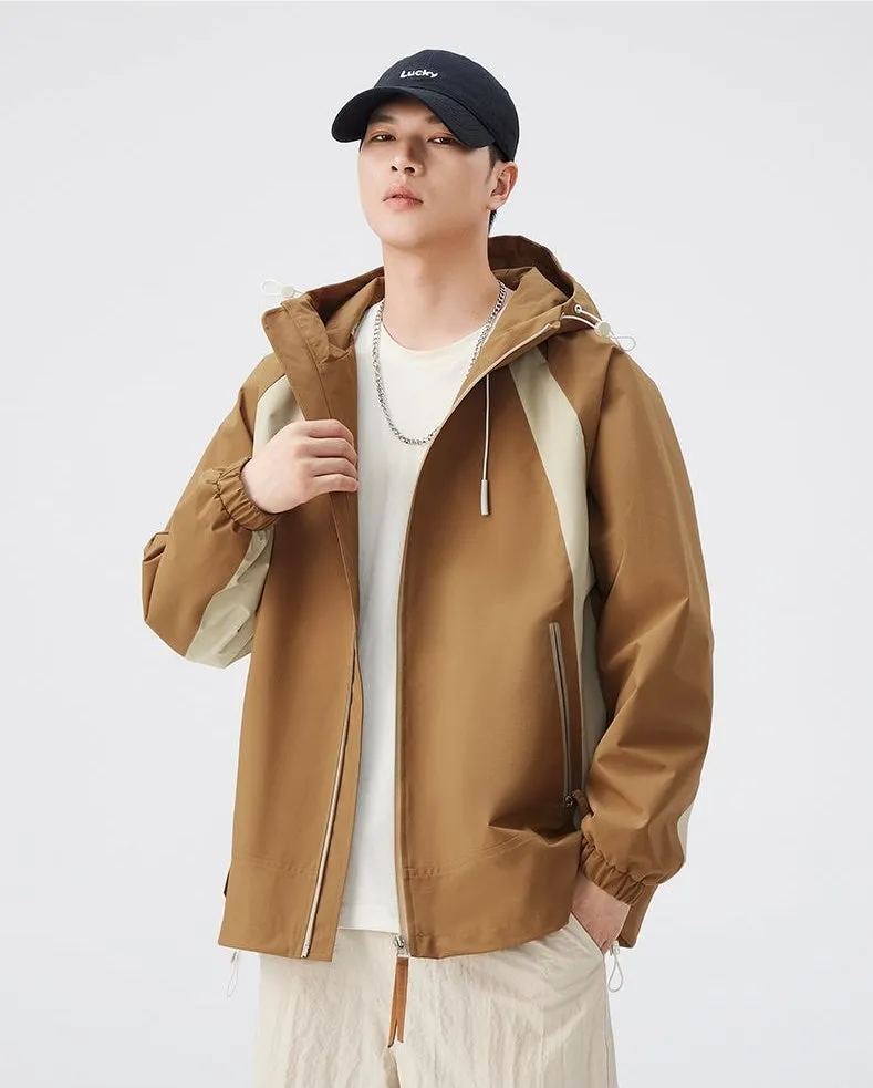 Color-blocked Patchwork Design Raincoat for Men