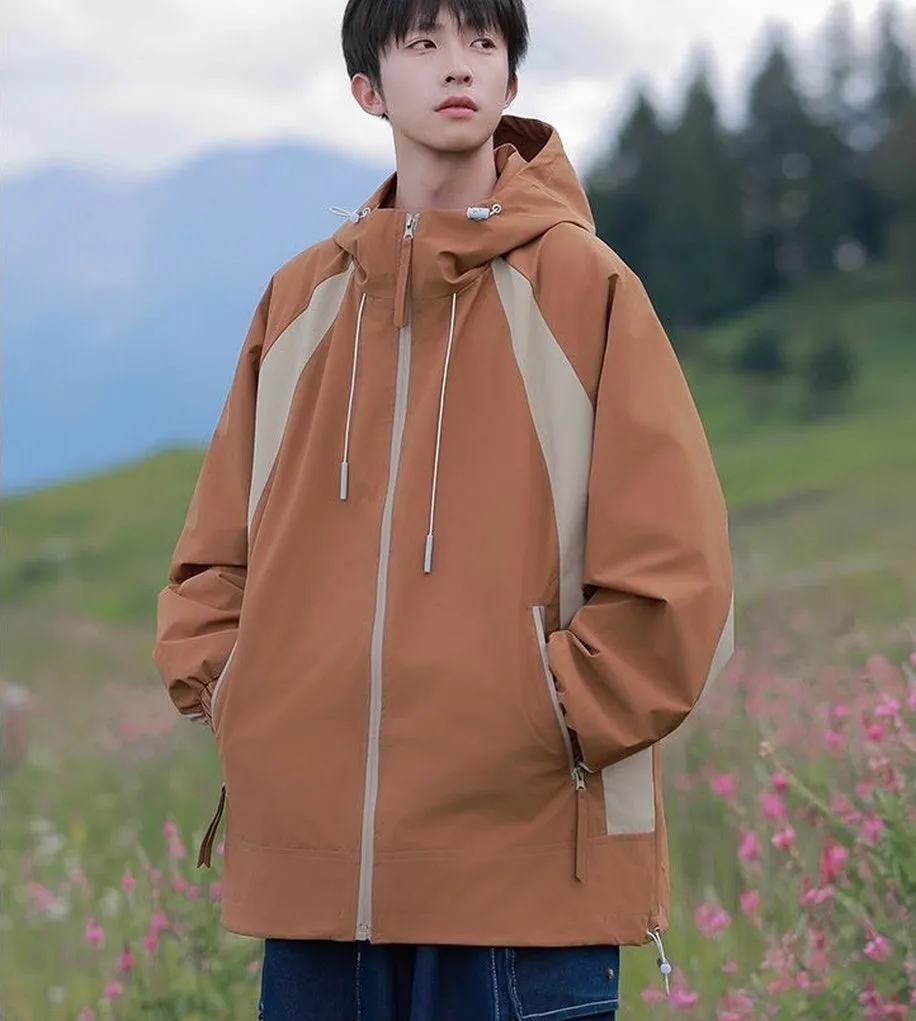 Color-blocked Patchwork Design Raincoat for Men