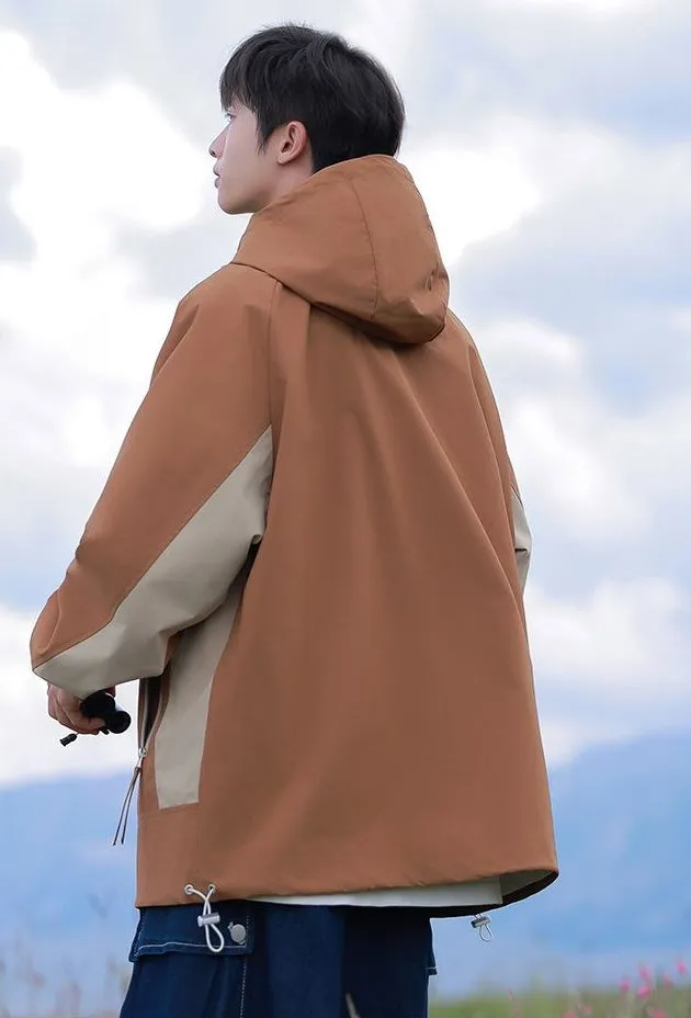 Color-blocked Patchwork Design Raincoat for Men