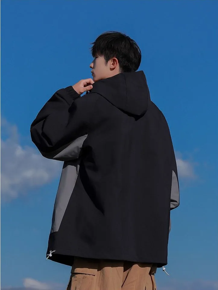 Color-blocked Patchwork Design Raincoat for Men