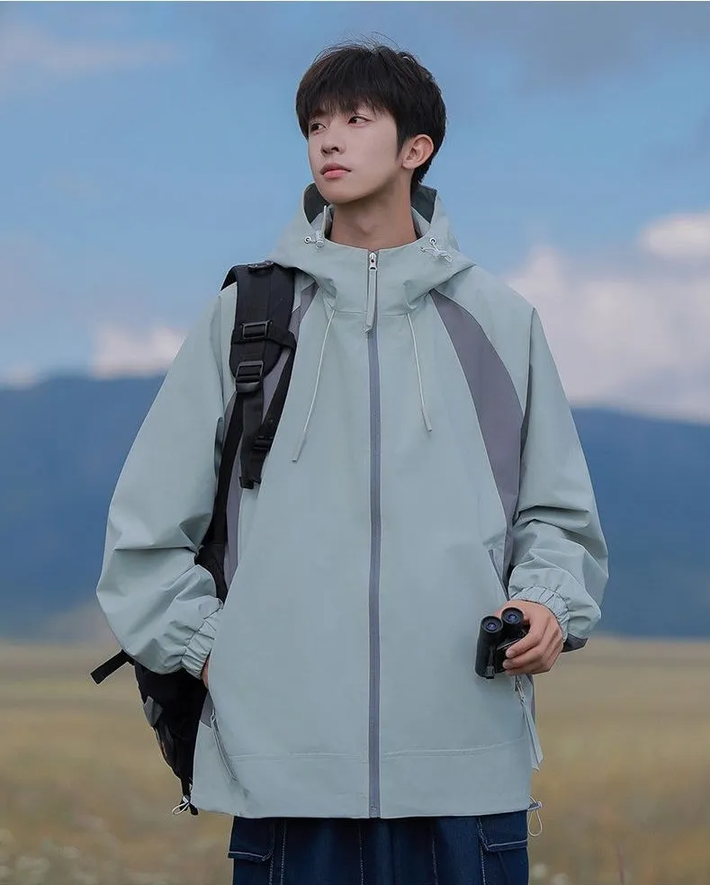 Color-blocked Patchwork Design Raincoat for Men