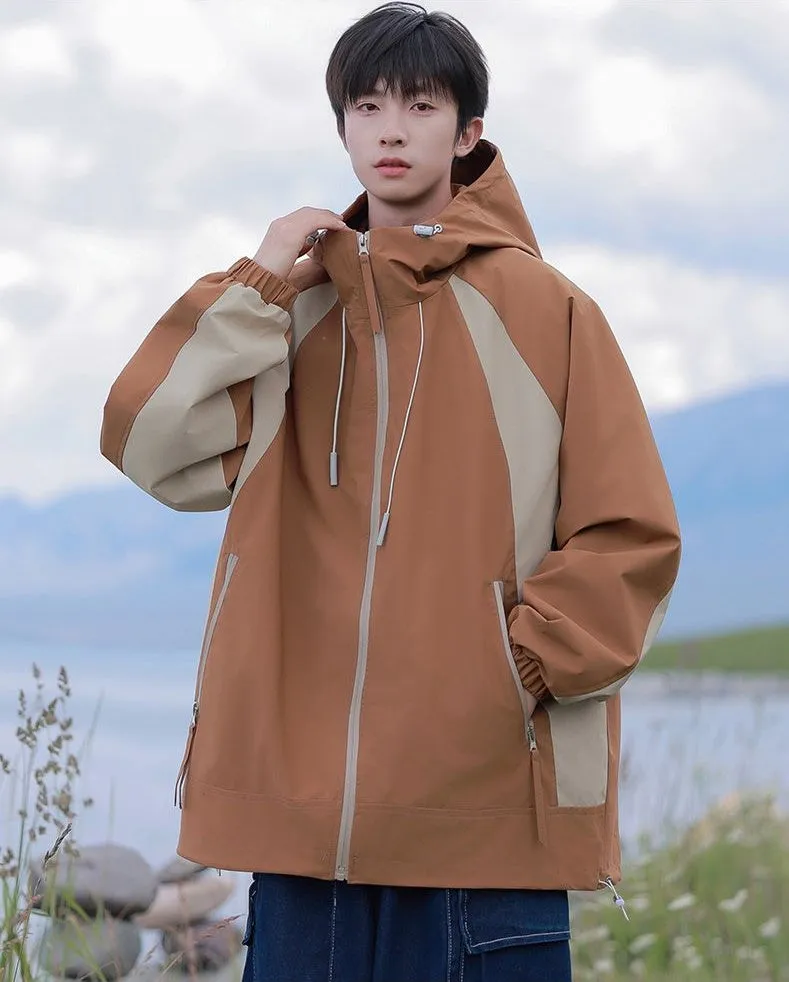 Color-blocked Patchwork Design Raincoat for Men