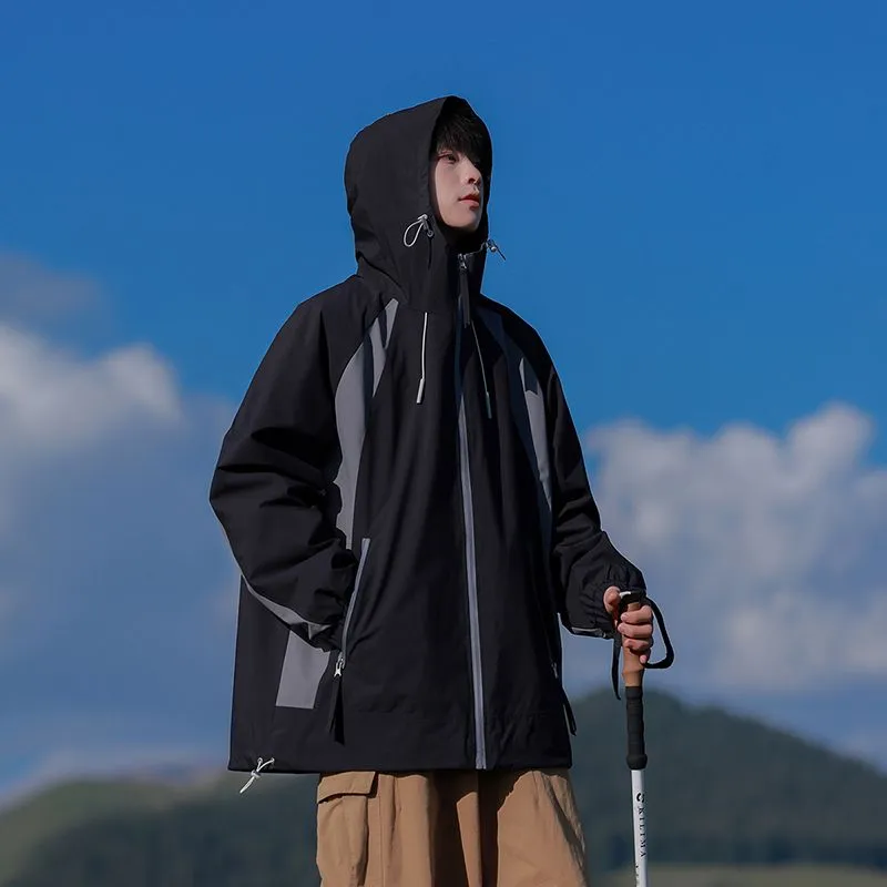 Color-blocked Patchwork Design Raincoat for Men