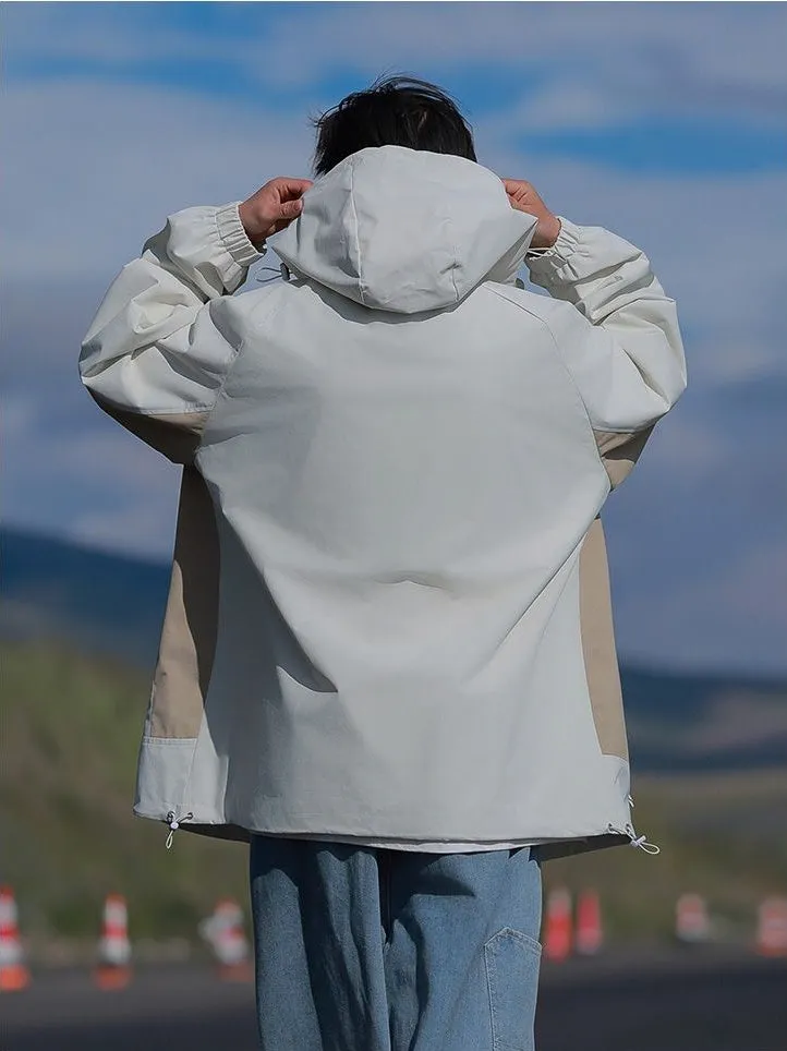 Color-blocked Patchwork Design Raincoat for Men