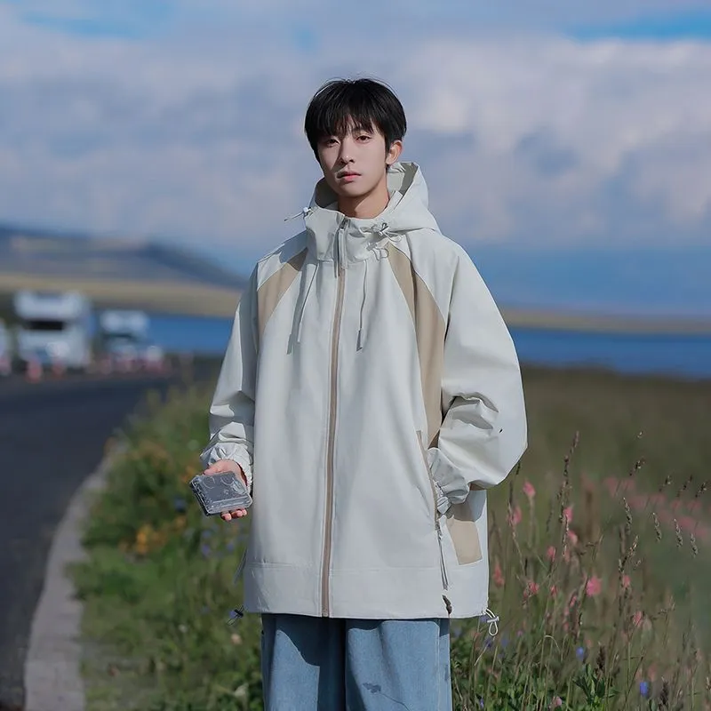 Color-blocked Patchwork Design Raincoat for Men