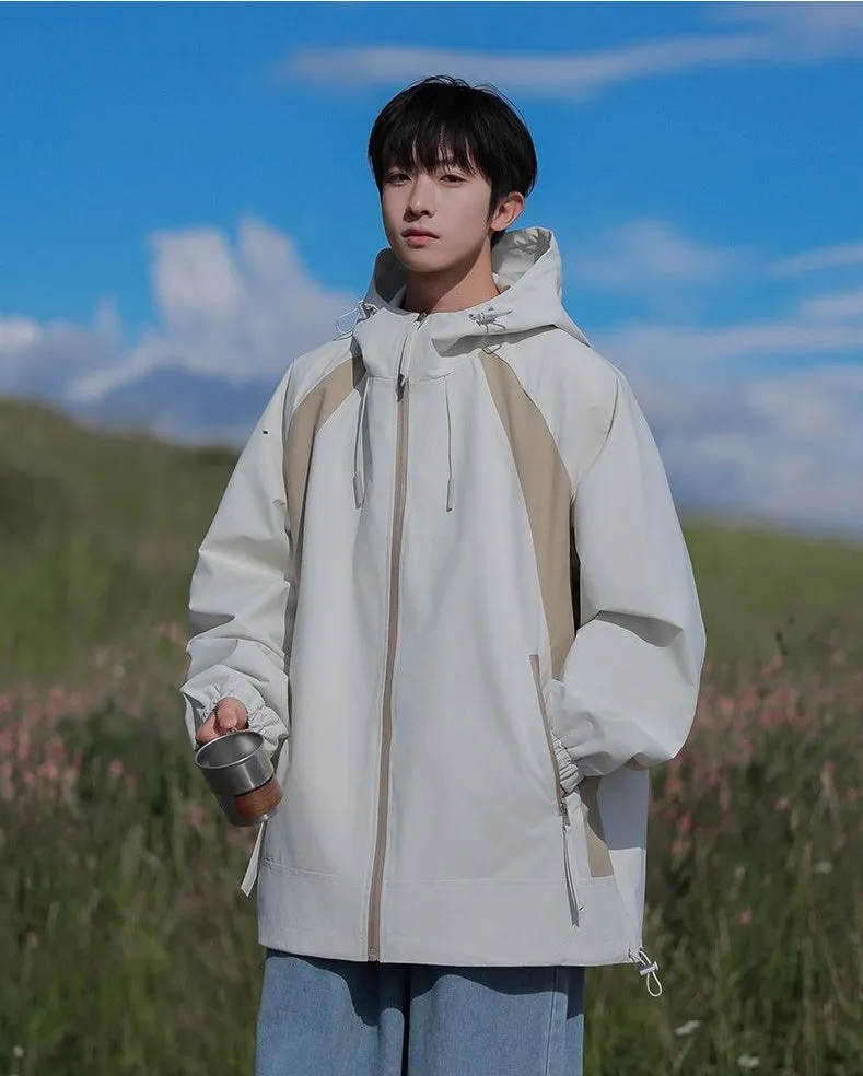 Color-blocked Patchwork Design Raincoat for Men