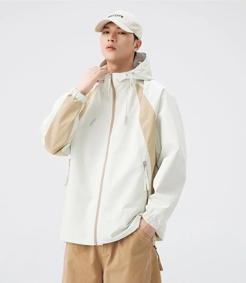 Color-blocked Patchwork Design Raincoat for Men