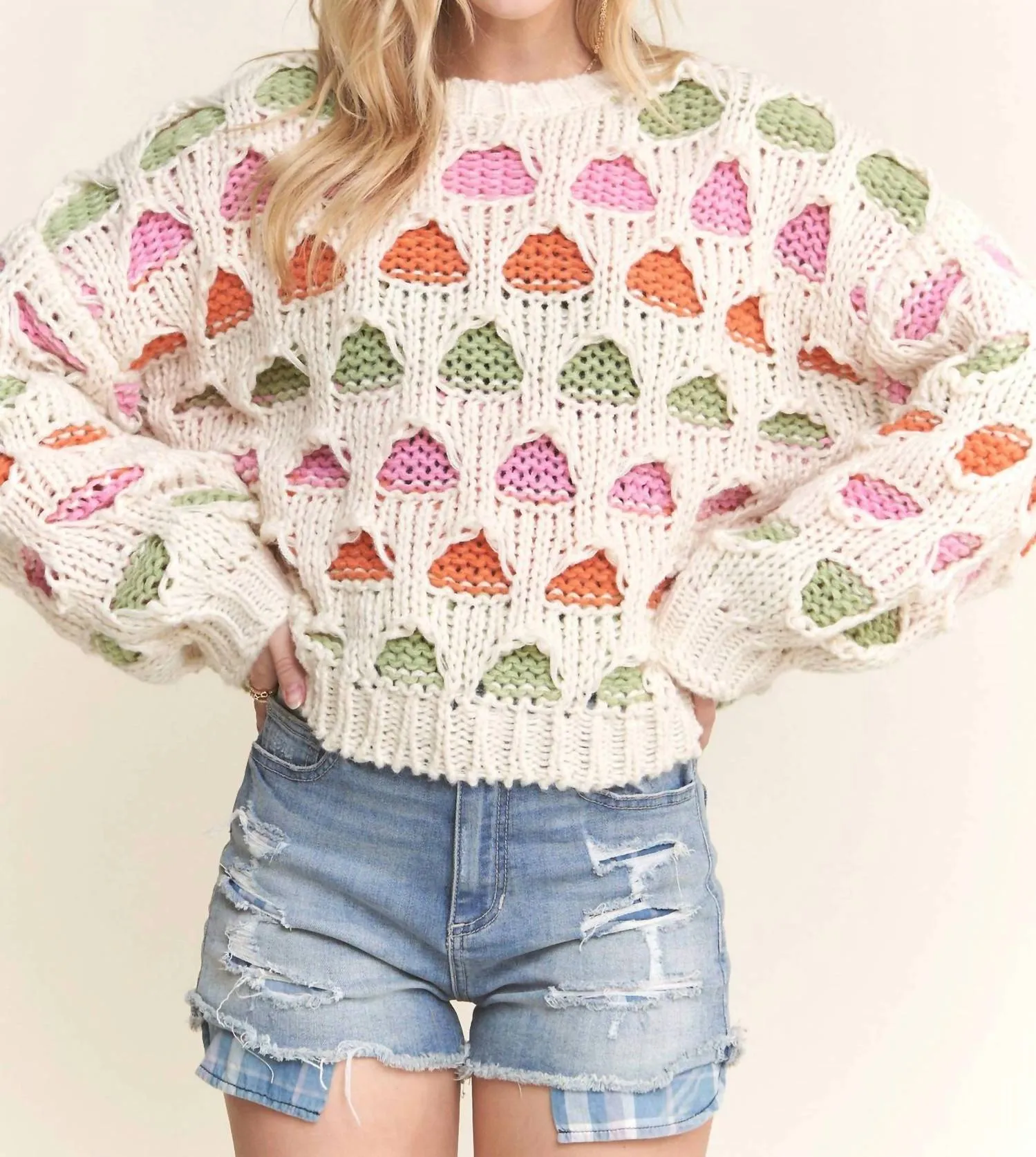 Colorful Chunky Sweater In Multicolor