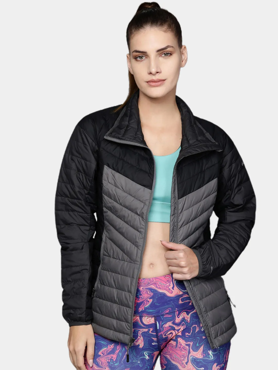 Columbia Women Grey Powder Lite II Full Zip Jacket