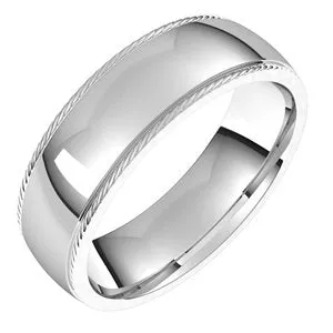 Continuum Sterling Silver 6 mm Rope Half Round Comfort Fit Band Size 12.5