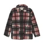 Creamie Mauve Plaid Fuzzy Zip Jacket with Front Pockets
