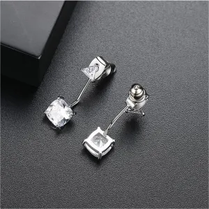 Crystal & Silver-Plated Triangle Ear Jackets