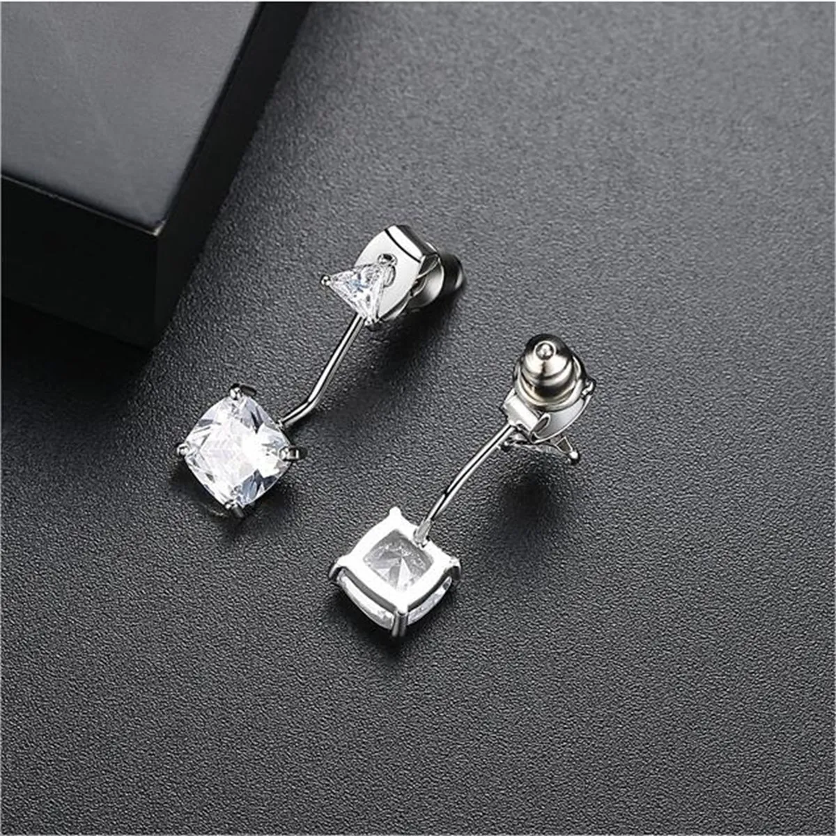 Crystal & Silver-Plated Triangle Ear Jackets