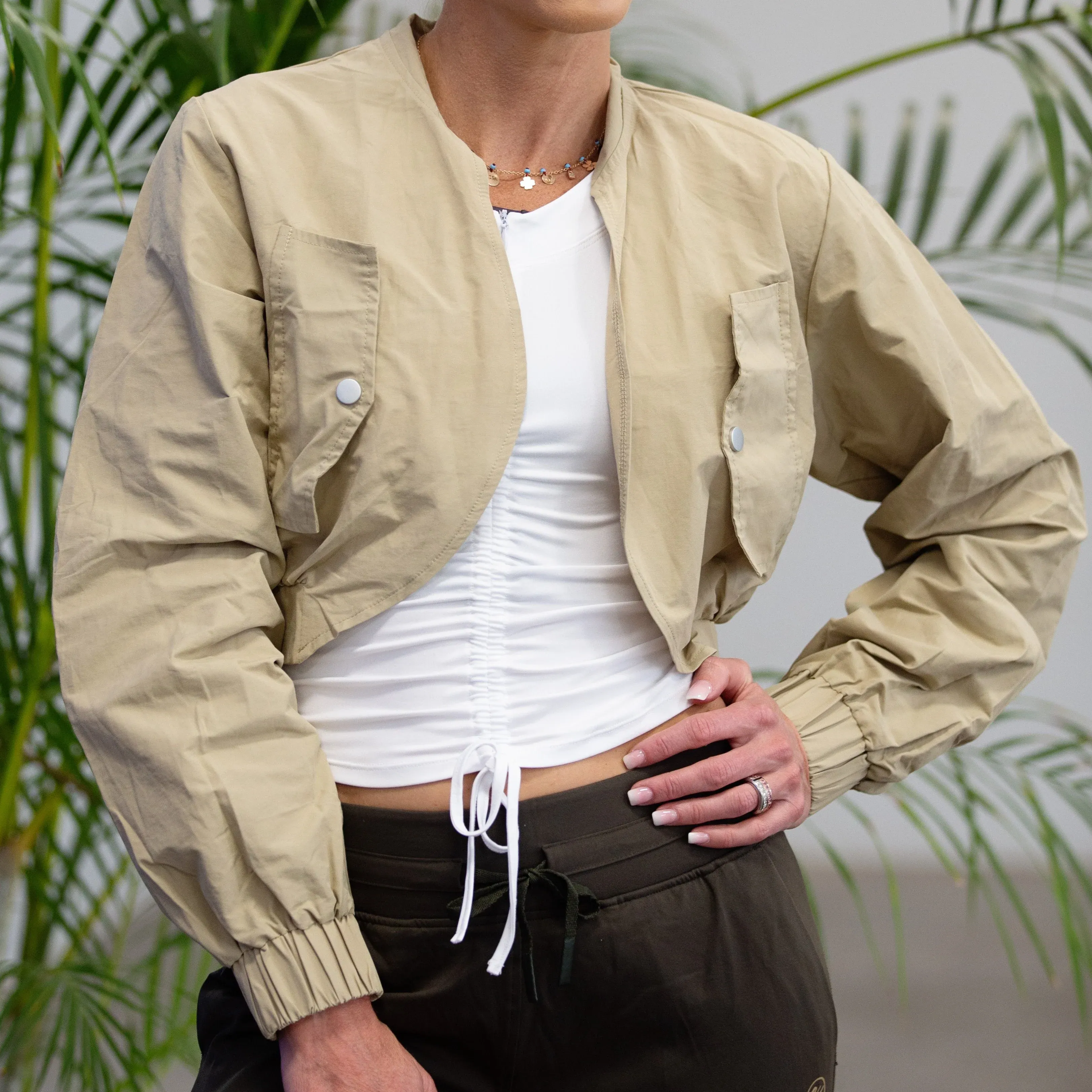 Curve Crop Jacket | Tan