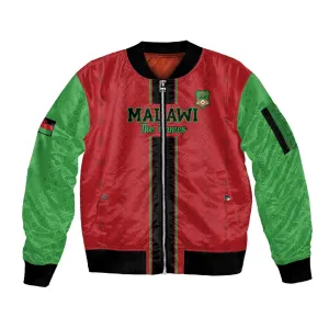 Custom Afro Malawi Football Sleeve Zip Bomber Jacket Go Champions - African Pattern LT15