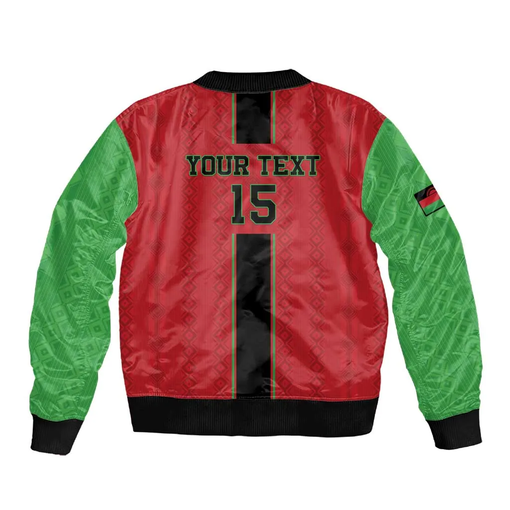 Custom Afro Malawi Football Sleeve Zip Bomber Jacket Go Champions - African Pattern LT15