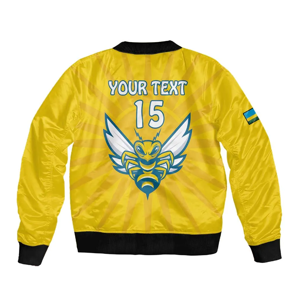 Custom Afro Rwanda Football Sleeve Zip Bomber Jacket Go Wasps LT15