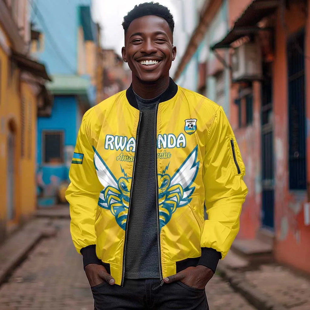 Custom Afro Rwanda Football Sleeve Zip Bomber Jacket Go Wasps LT15