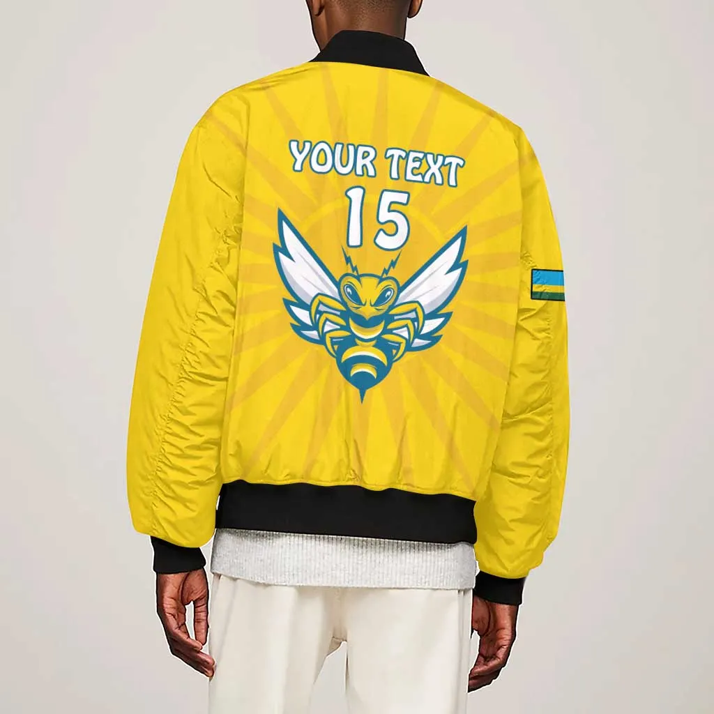 Custom Afro Rwanda Football Sleeve Zip Bomber Jacket Go Wasps LT15