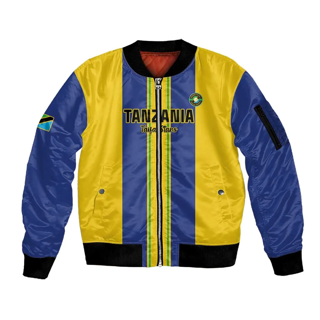 Custom Afro Tanzania Football Sleeve Zip Bomber Jacket We Are Champions LT15