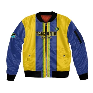 Custom Afro Tanzania Football Sleeve Zip Bomber Jacket We Are Champions LT15