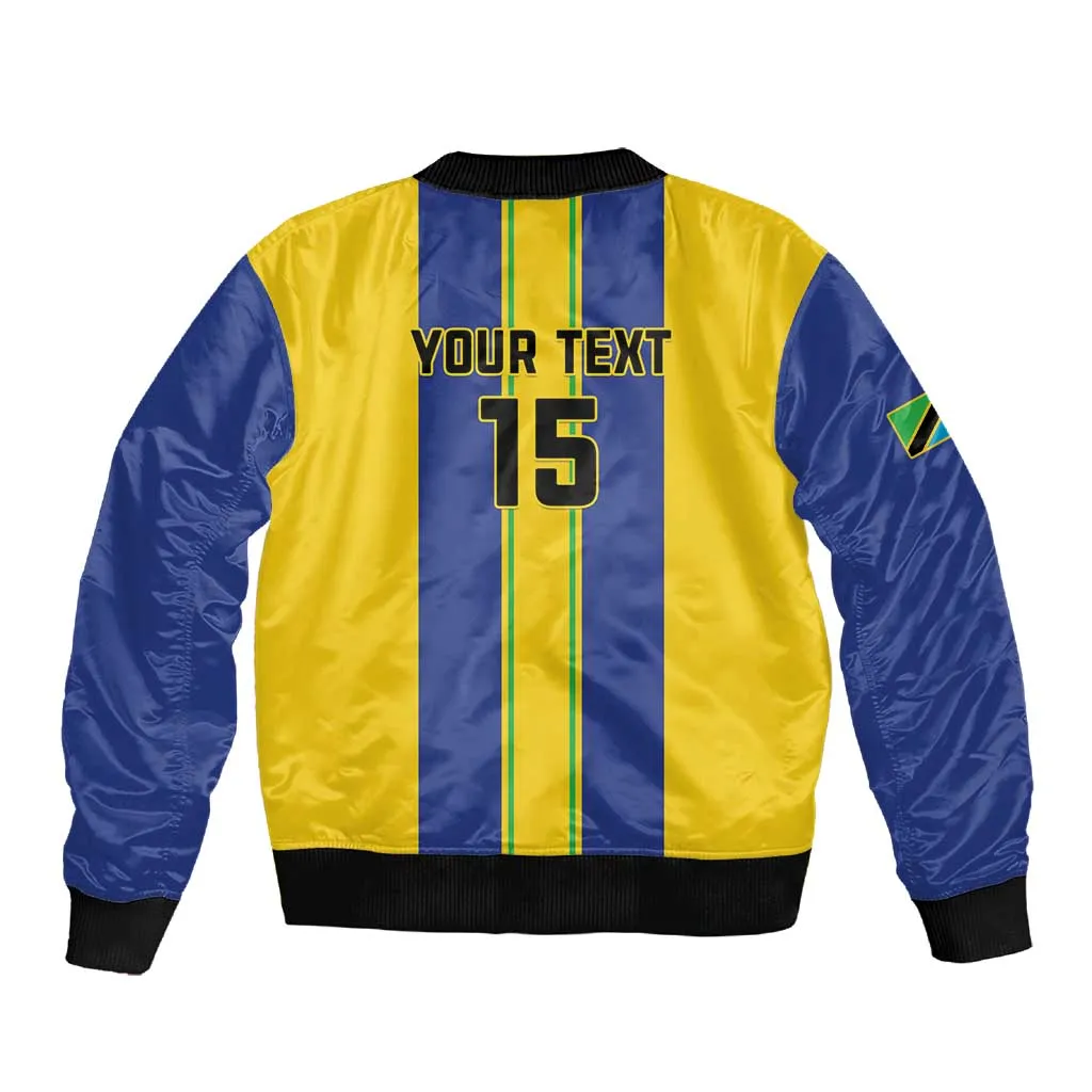 Custom Afro Tanzania Football Sleeve Zip Bomber Jacket We Are Champions LT15