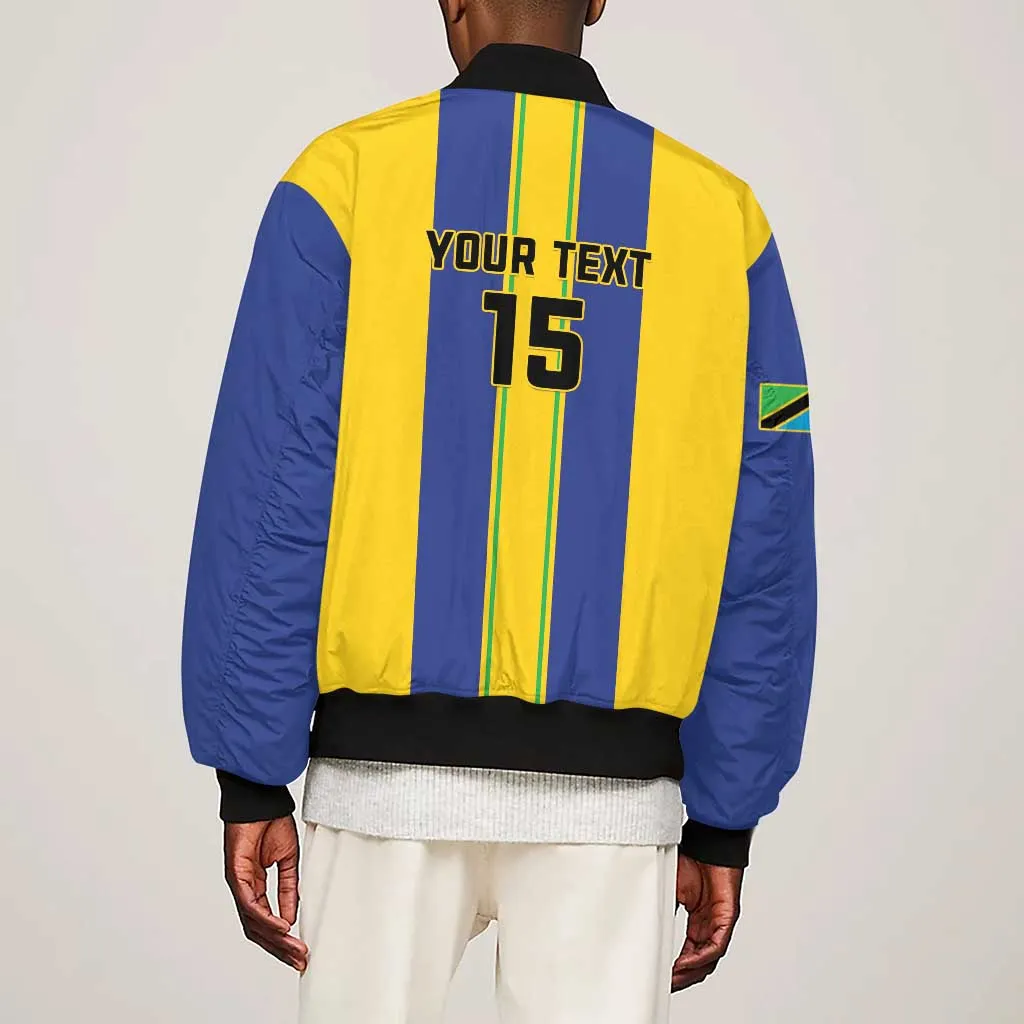 Custom Afro Tanzania Football Sleeve Zip Bomber Jacket We Are Champions LT15