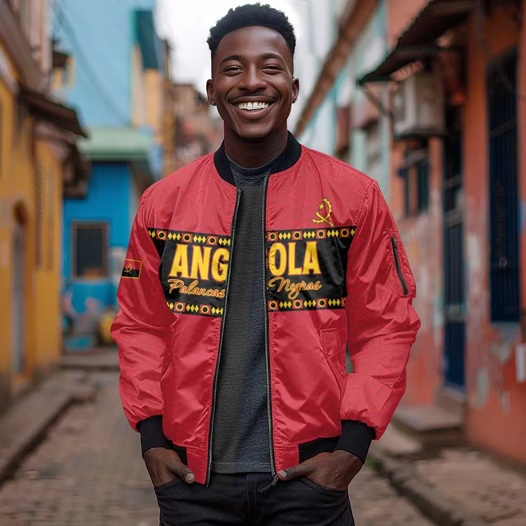Custom Angola Football Sleeve Zip Bomber Jacket Viva Palancas Negras LT15