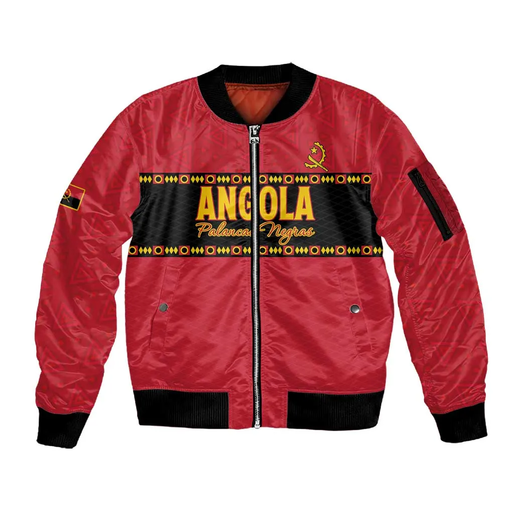 Custom Angola Football Sleeve Zip Bomber Jacket Viva Palancas Negras LT15
