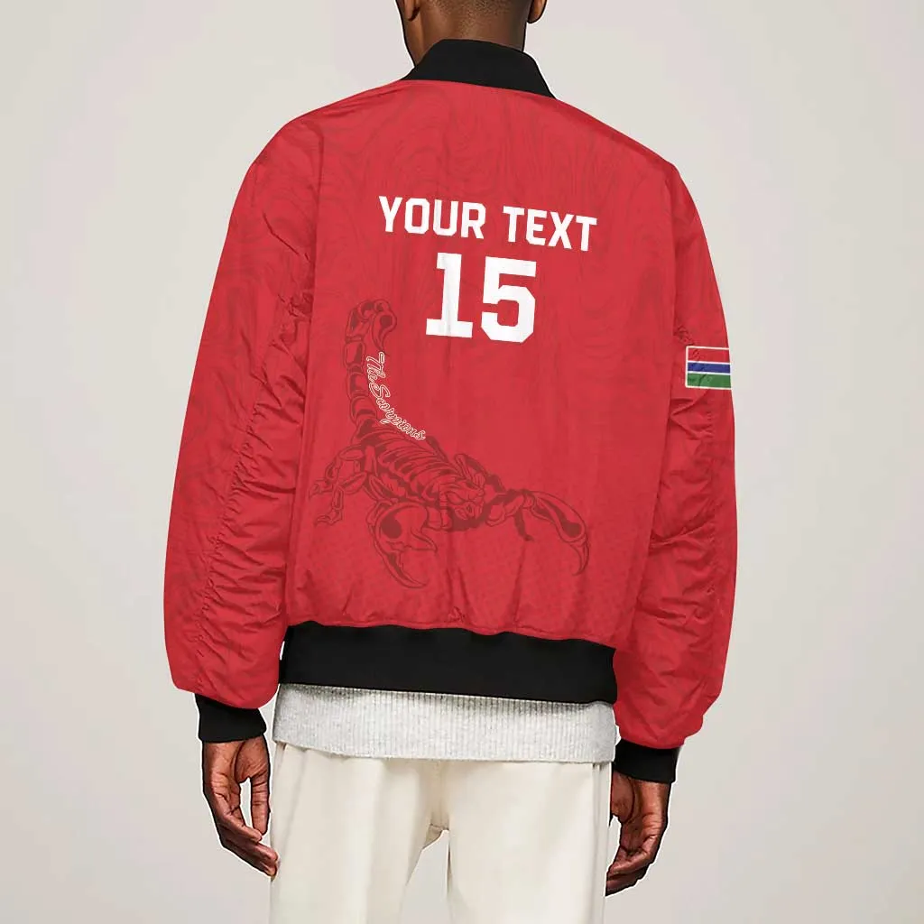 Custom Gambia Football Sleeve Zip Bomber Jacket Scorpions Never Die LT15