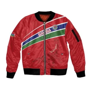 Custom Gambia Football Sleeve Zip Bomber Jacket Scorpions Never Die LT15