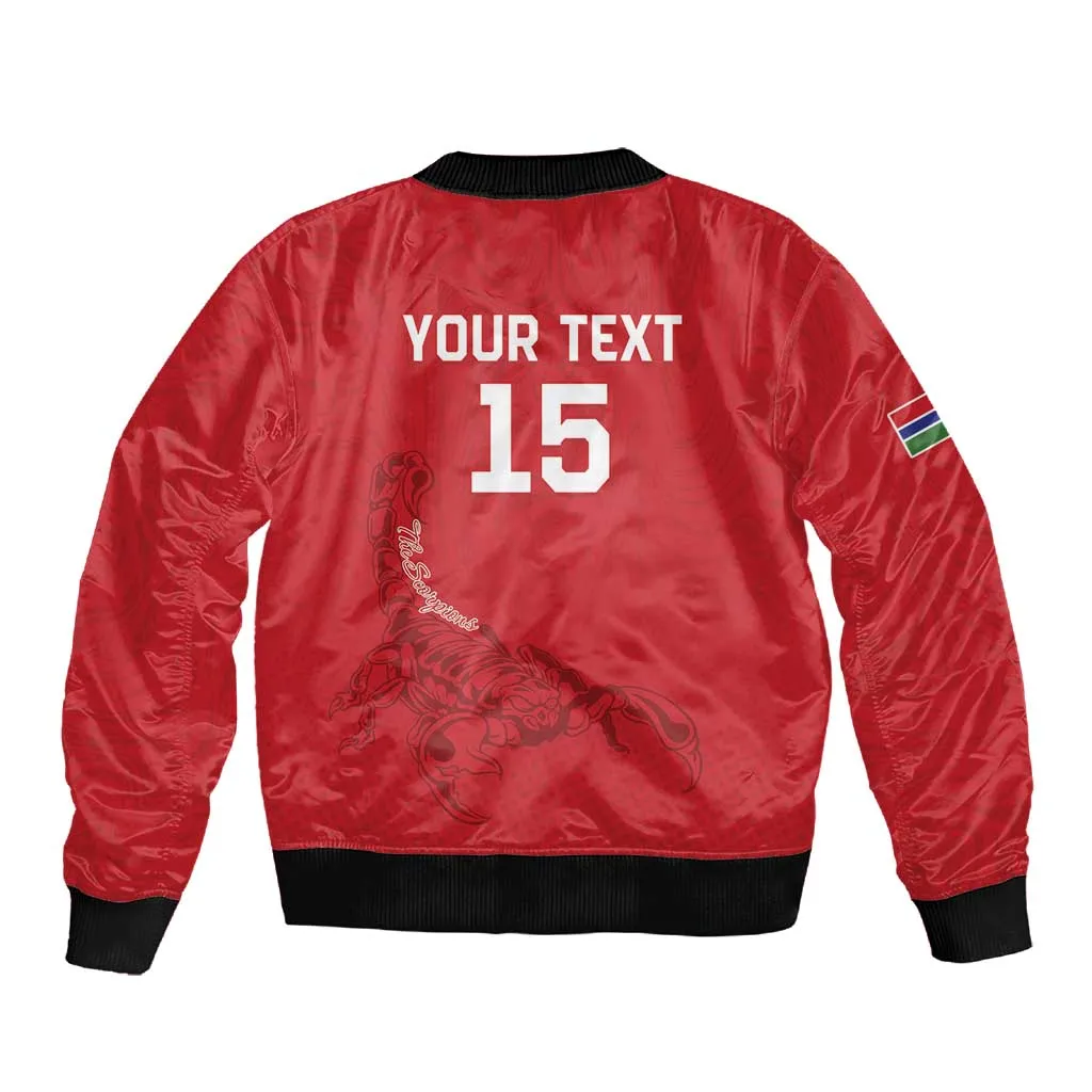 Custom Gambia Football Sleeve Zip Bomber Jacket Scorpions Never Die LT15