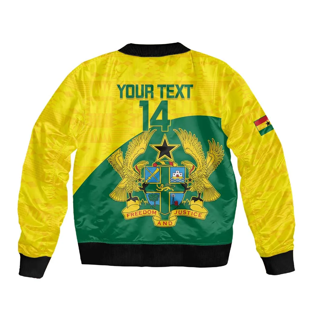 Custom Ghana Black Batters Sleeve Zip Bomber Jacket Ghanaian Tawny Eagle - Cricket Style LT14