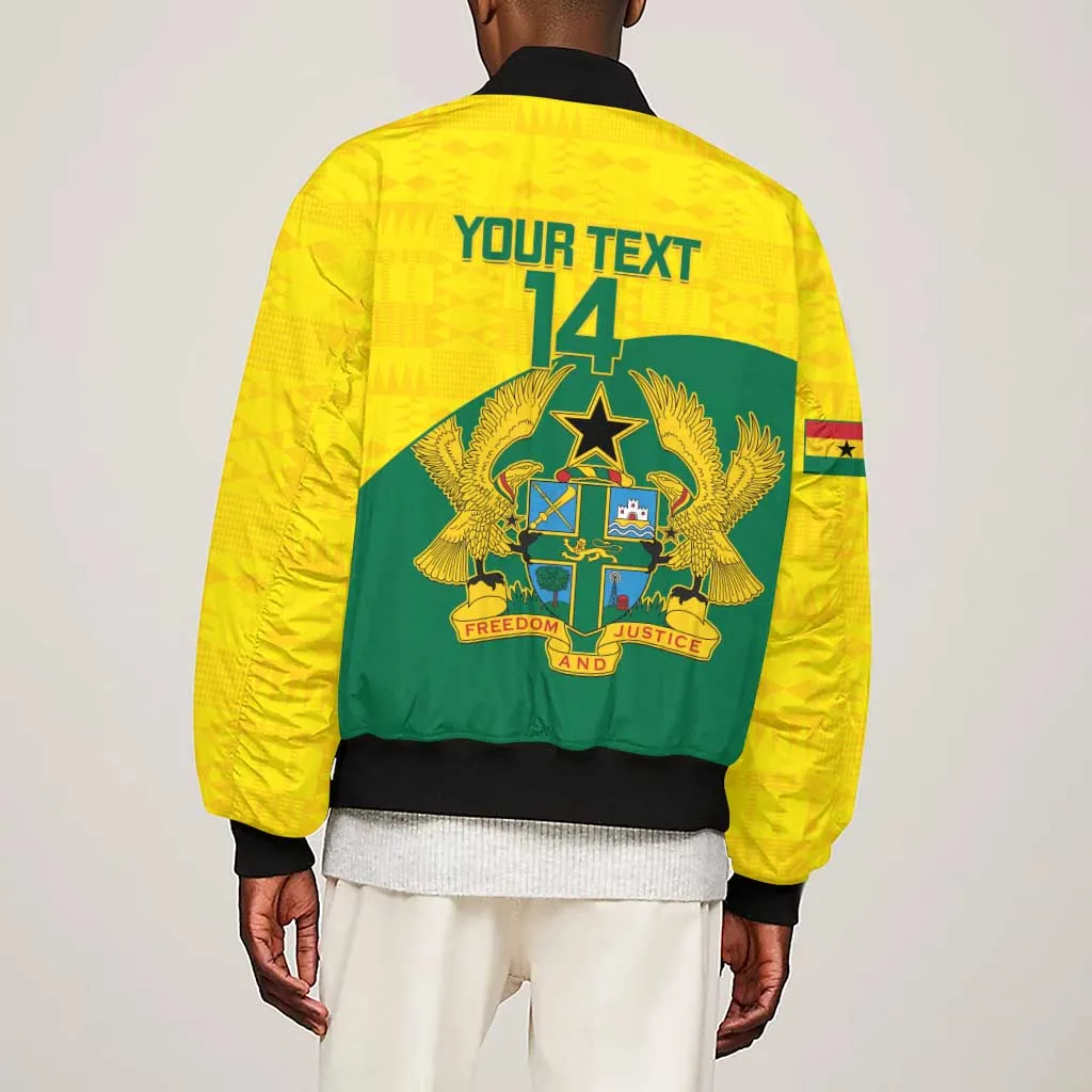 Custom Ghana Black Batters Sleeve Zip Bomber Jacket Ghanaian Tawny Eagle - Cricket Style LT14
