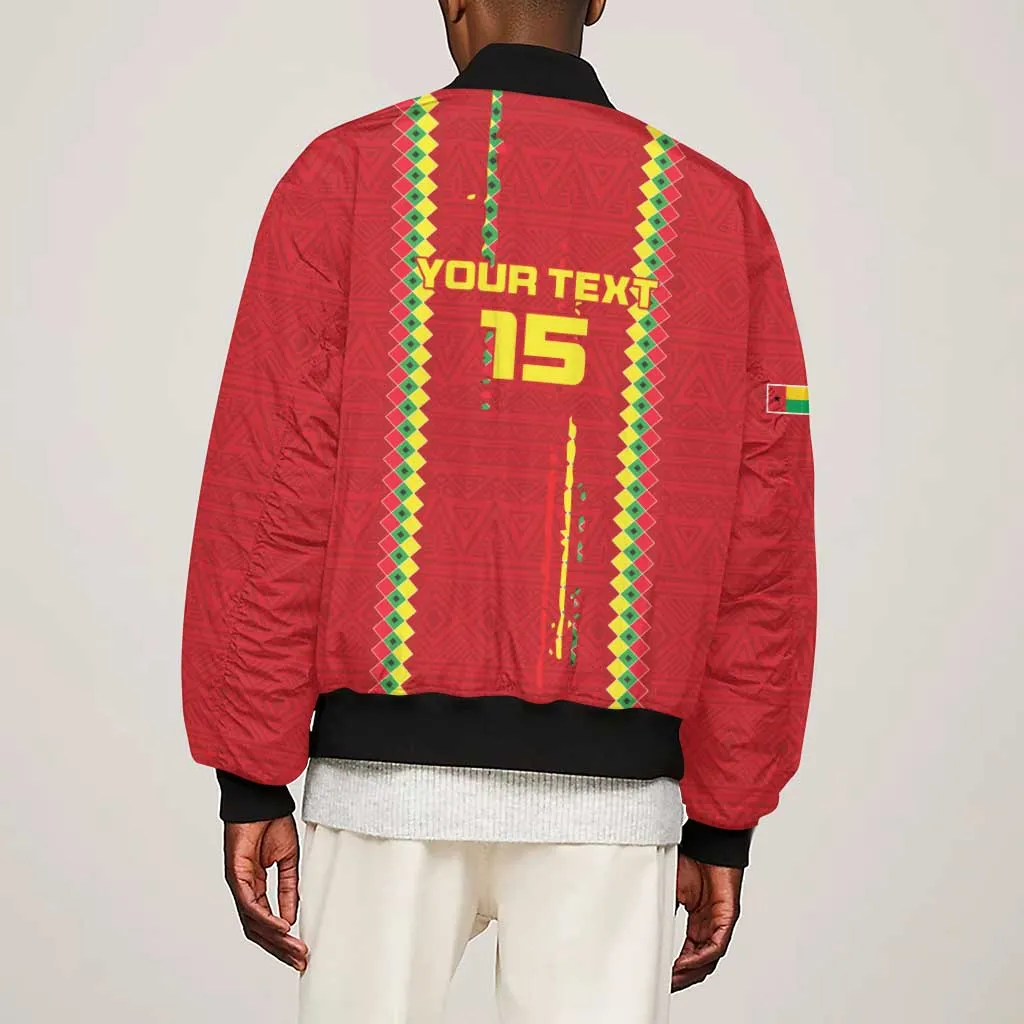 Custom Guinea Bissau Football Sleeve Zip Bomber Jacket Go Djurtus - African Pattern LT15