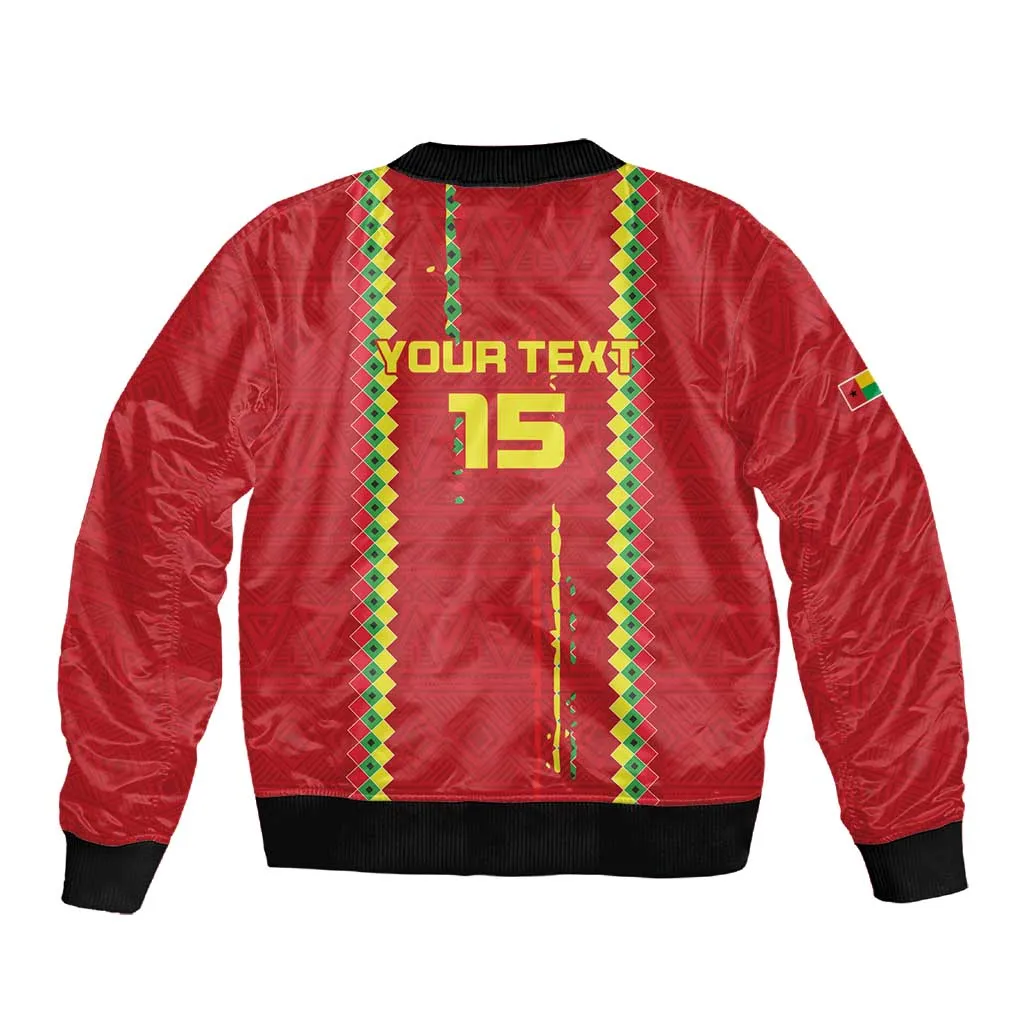 Custom Guinea Bissau Football Sleeve Zip Bomber Jacket Go Djurtus - African Pattern LT15