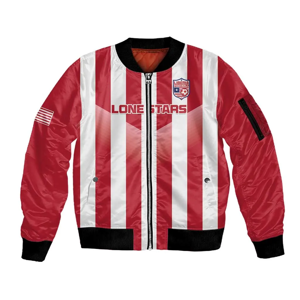 Custom Liberia Football Sleeve Zip Bomber Jacket The Lone Stars Sporty Style LT15
