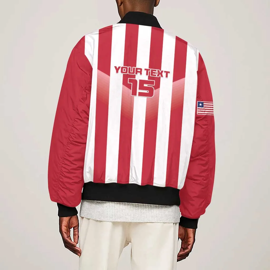 Custom Liberia Football Sleeve Zip Bomber Jacket The Lone Stars Sporty Style LT15